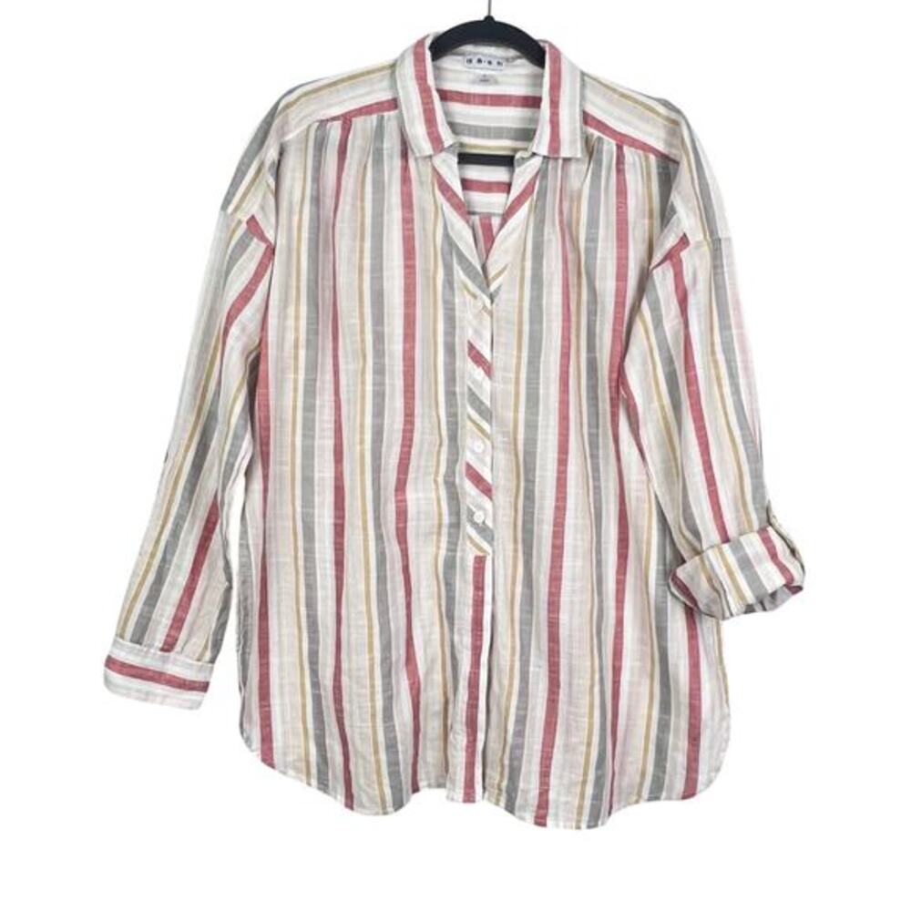 Da-sh Button Down Striped‎ Roll Tab Long Sleeve Casual Shirt Large